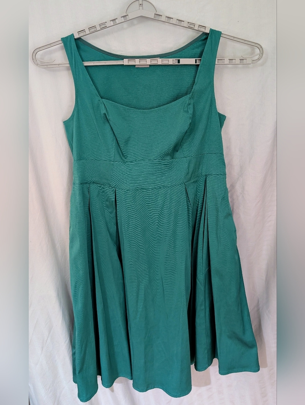 EShakti Classic Teal Green Taffeta Fit-and-Flare Dress w Pockets 1x 2x
